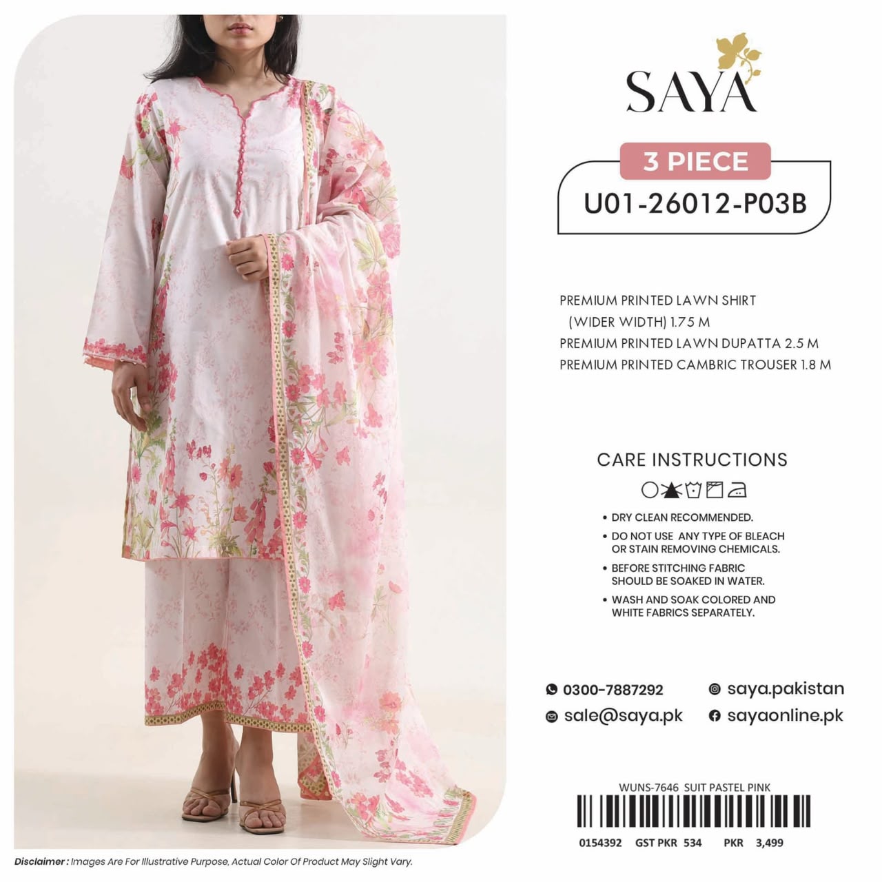 Saya-Phool Kari printed lawn