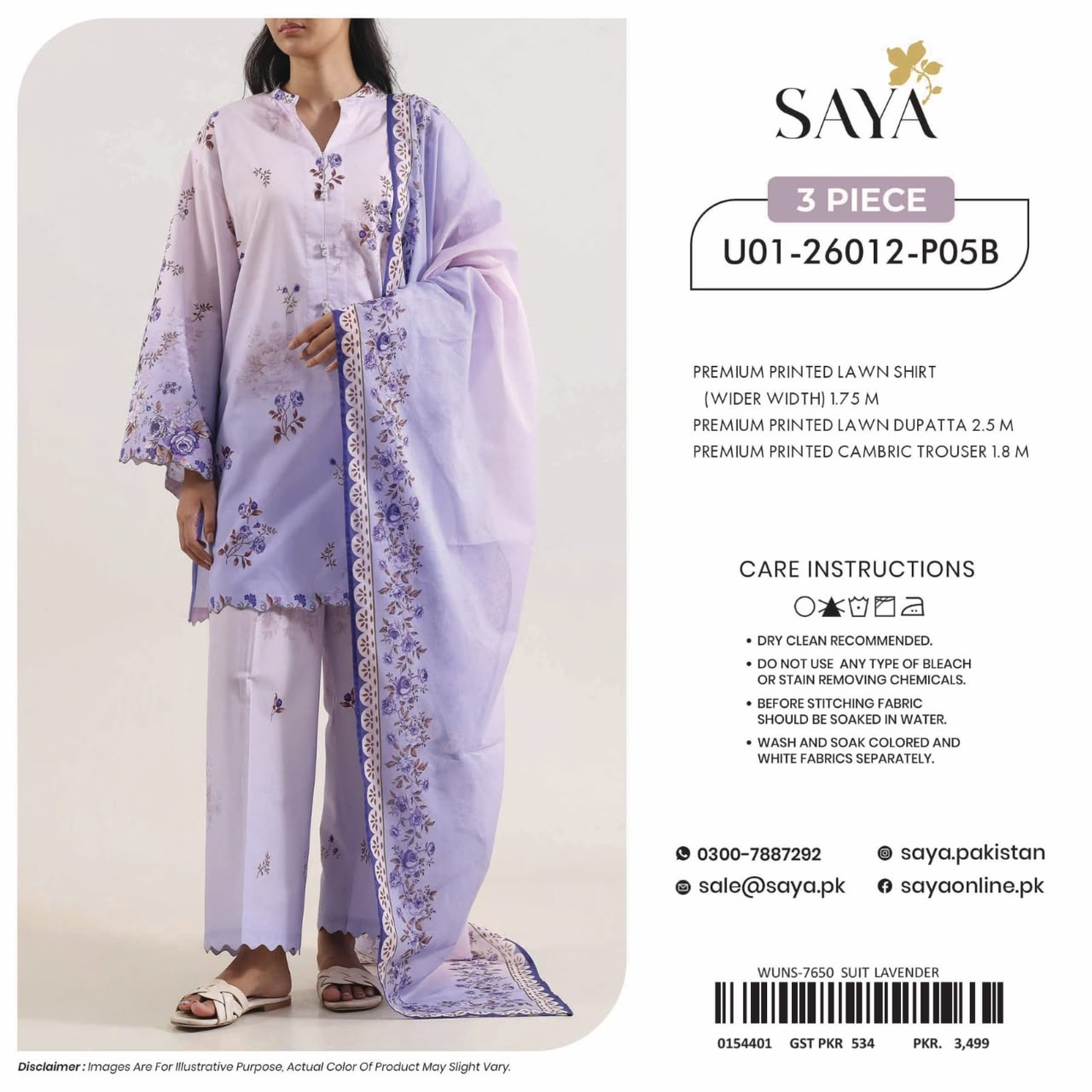 Saya-Phool Kari printed lawn