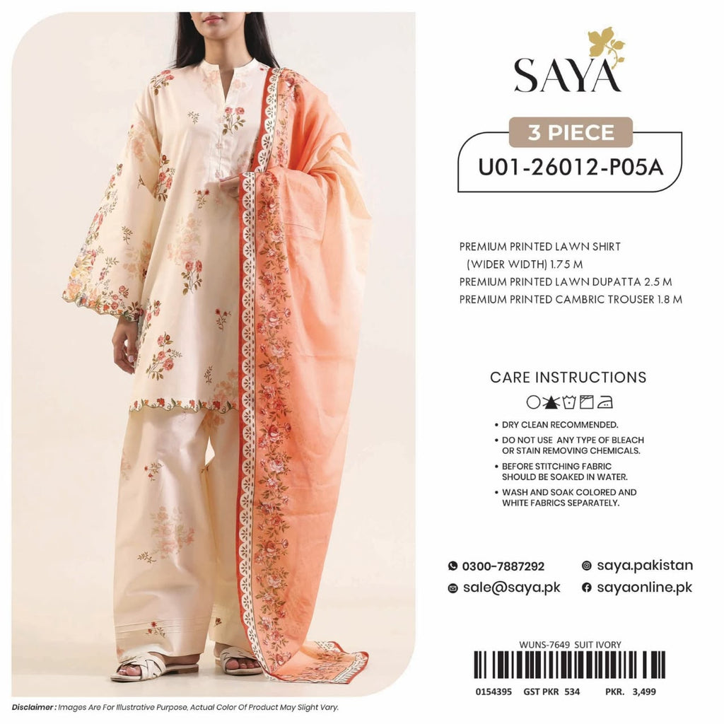 Saya-Phool Kari printed lawn