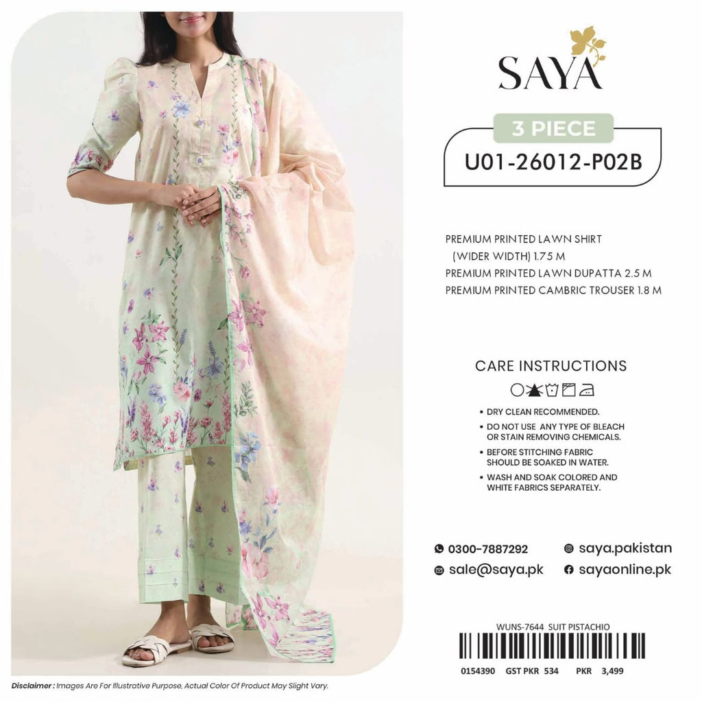 Saya-Phool Kari printed lawn
