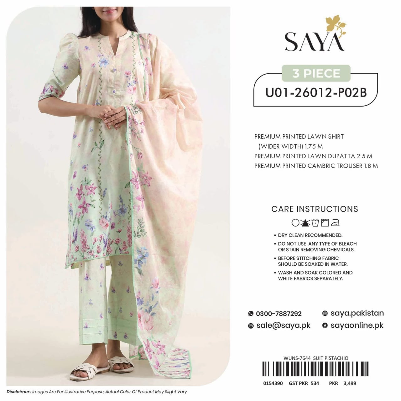 Saya-Phool Kari printed lawn