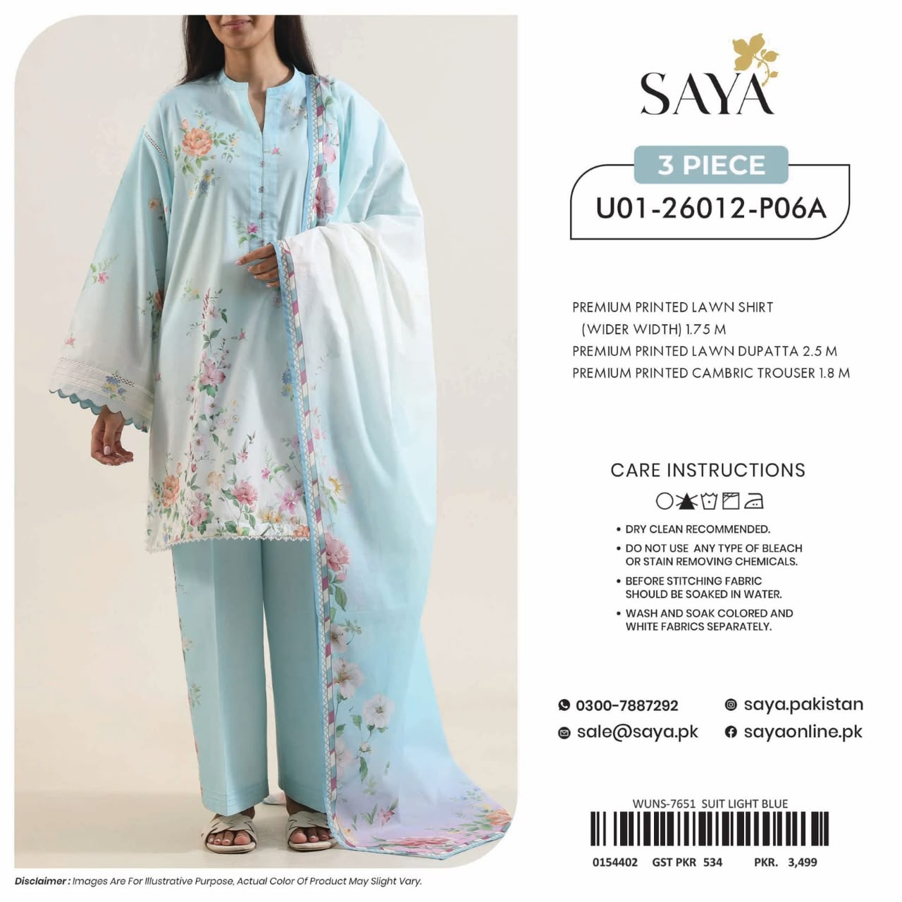 Saya-Phool Kari printed lawn