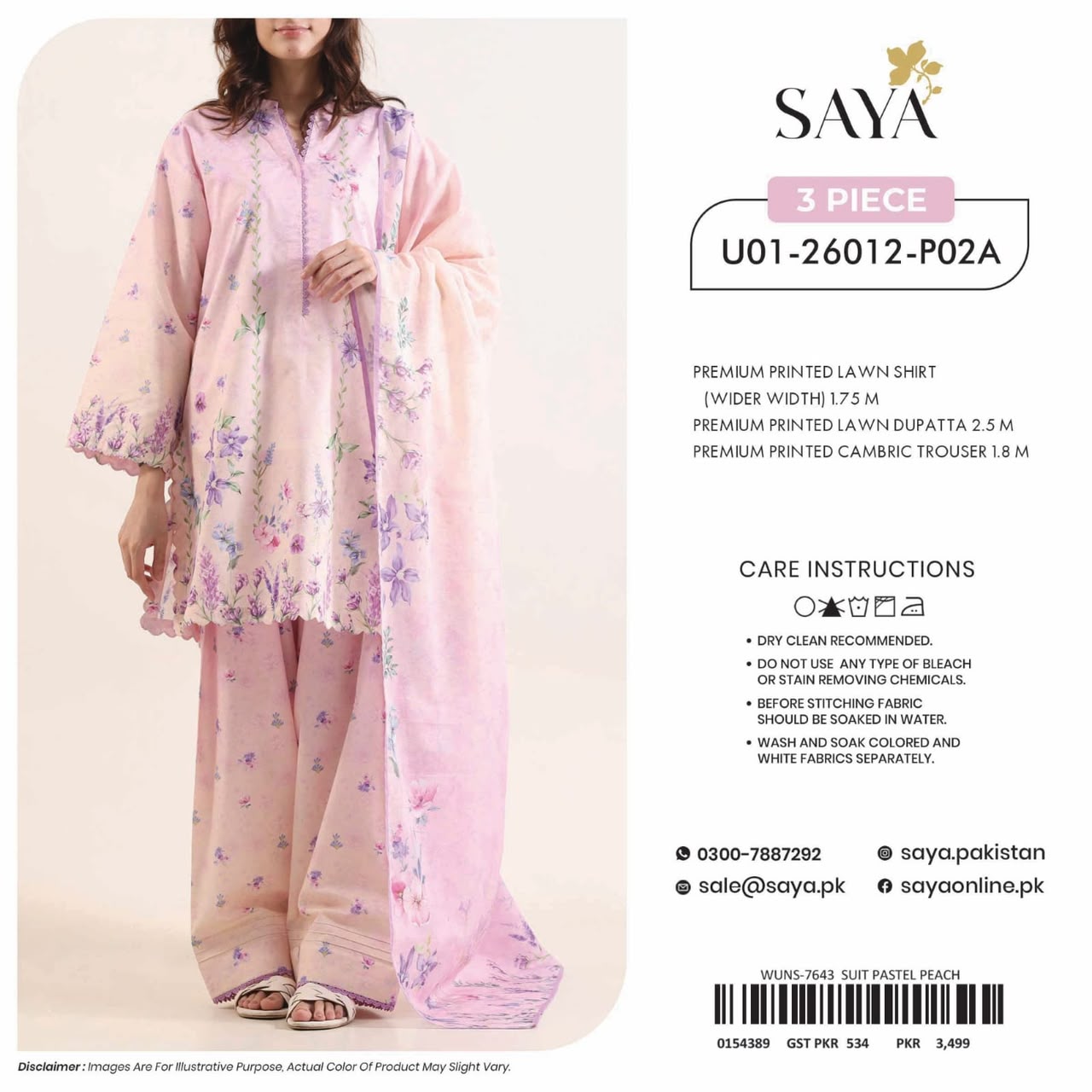 Saya-Phool Kari printed lawn