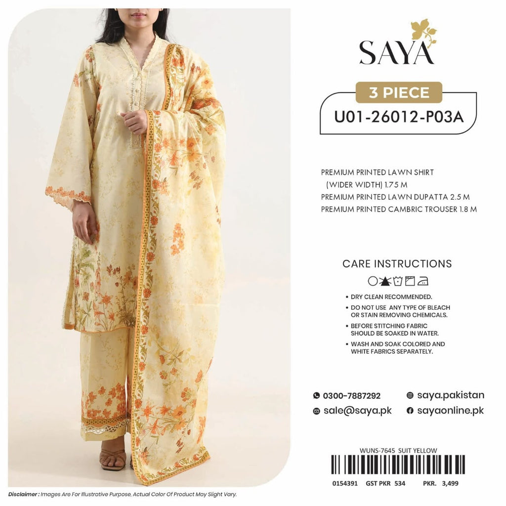 Saya-Phool Kari printed lawn