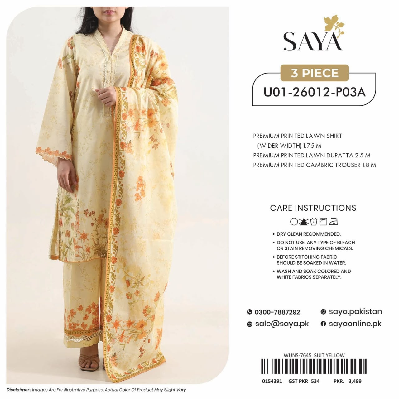 Saya-Phool Kari printed lawn